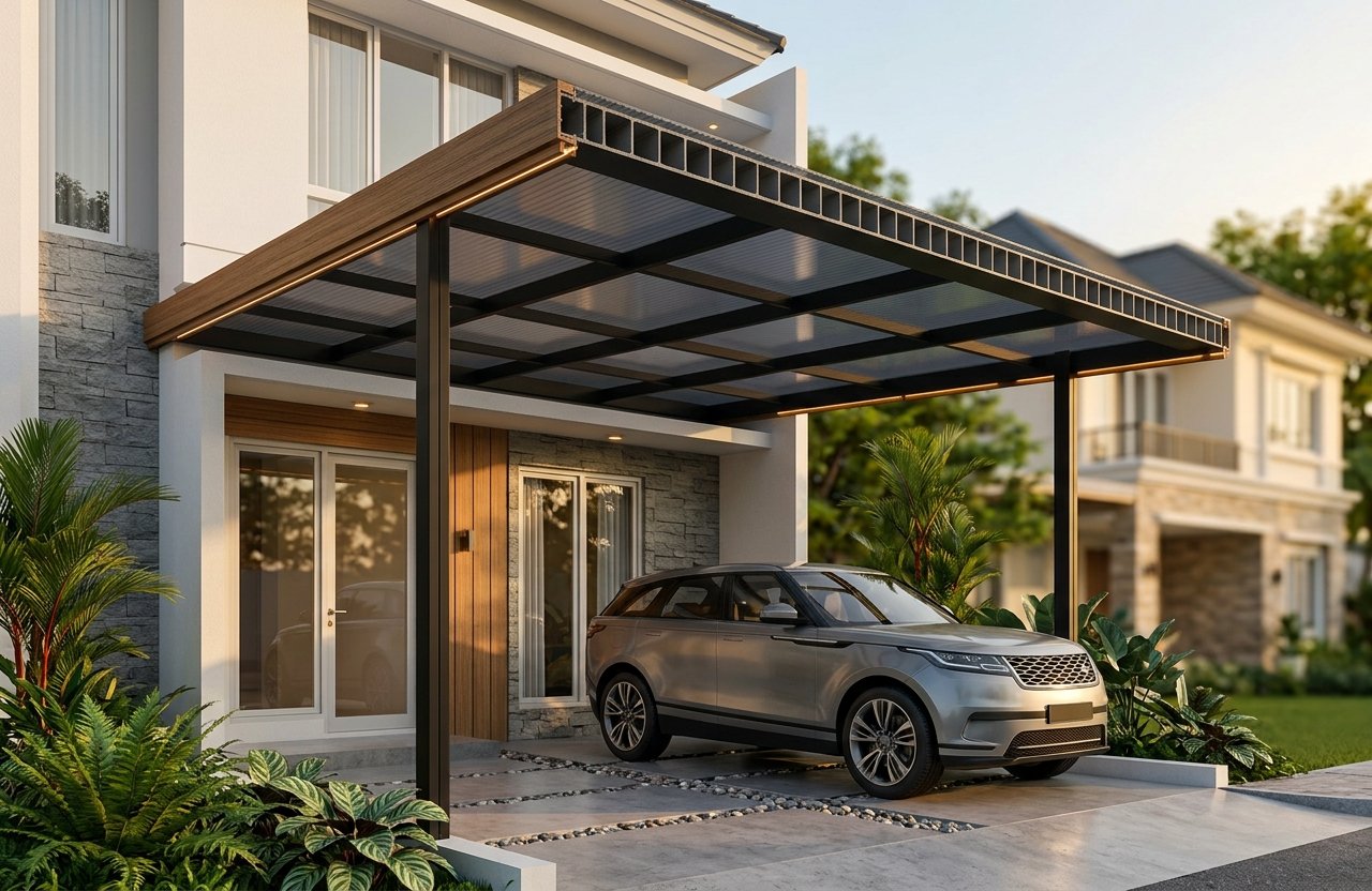 5 Inspirasi Desain Kanopi Carport Baja Ringan Minimalis yang Terlihat Mewah